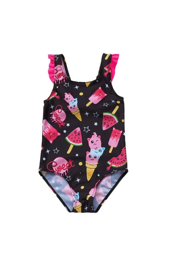 Girl Swimsuit Bathing Suits Multicolor Cut Out Bikini Scoop Neck Swimsuit Bathing Suit Beach Summer Swimwear for Little Girls Teen Size 5-6