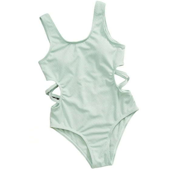 Girl Swimsuit One Piece Swimwear Sleeveless Cute Print Beach Bathing Suit