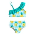 thumbnail image 1 of Girl Swimsuit Size 6 One Shoulder Prints Swimsuits Kids Two Piece Bathing Suits Ruffle Beach Swimwear,Mint Green,4-5 Years, 1 of 5