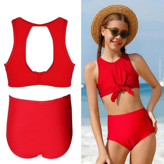 Girl Swimsuit Two Piece Quick Dry Girls Bikini with Chest Pad Bathing Suits for Girls 13-14 Years