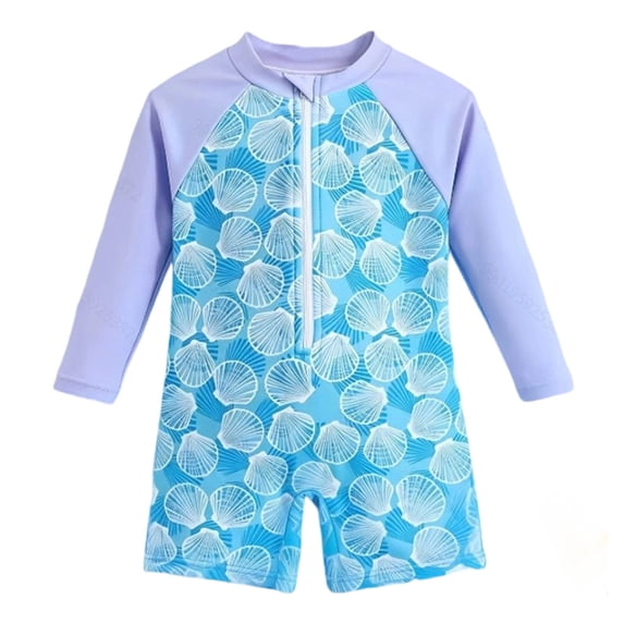 Girl Swimsuits Girls Long Sleeve Swimsuit With Print UPF Sun Rash Guard Swimwear For Beach