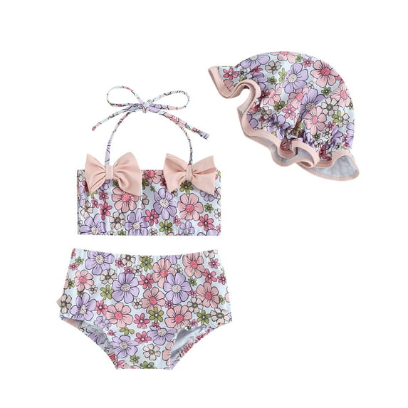 Girl Swimsuits Girls Sun Swimwear Long Sleeve Rash Guard With Matching Hat For Summer Beach Pool