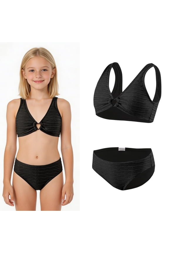 Girl Swimsuits Quick Dry 2 Piece Swim Suits with Chest Pad Swimsuit Tween 11-12 Years