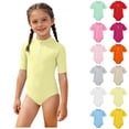 thumbnail image 1 of Girl Swimsuits Short Sleeve 1 Piece Bathing Suit Sun Protection Summer Swimwear Rashguard Swim Suits for Girls 10-11 Years, 1 of 5