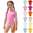 thumbnail image 1 of Girl Swimsuits Short Sleeve 1 Piece Swimming Suits Sun Protection Swimwear Rash Guard Girls 1 Piece Swimsuit 12-13 Years, 1 of 5