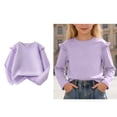 thumbnail image 1 of Girl T Shirt Girls Purple Shirt Long Sleeve Crew Neck Ruffled T Shirt Summer Tops Kids Shirts Girls 6-7 Years, 1 of 4