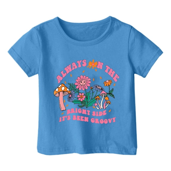 Girl T-Shirts Letter Graphic Drop Shoulder Short Sleeve Oversized T Shirts Comfortable Fashion Shirts Tee Tops Children Clothing,Blue