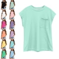 thumbnail image 1 of Girl T Shirts Sleeveless Crew Neck T Shirts Basic Plain Girls T Shirts Size 13-14 Years, 1 of 5