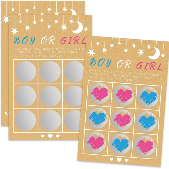 Its a Girl Tic Tac Toe Board Gender Reveal Scratch Off Scratcher Lottery Tickets Cards Double Sided Announcement Family Friends Baby Shower Game 25 Pack