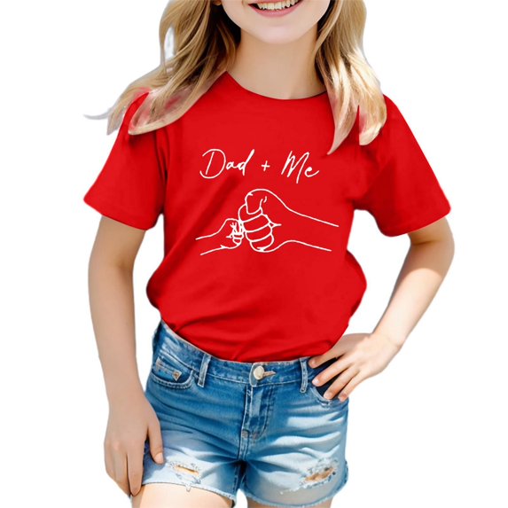 Girl Tops 4T Girls Cartoon Print Fashion Round Collar Loose Hugh Leisure T Shirt With Short Sleeves T-Shirts Toddler to Big Kid Red,3-4 Years