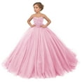 thumbnail image 1 of Girl Tulle Flower Dress for Wedding Lace Applique Princess Pageant Dresses Long Girls Party Ball Gow, 1 of 6