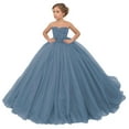 thumbnail image 1 of Girl Tulle Flower Dress for Wedding Lace Applique Princess Pageant Dresses Long Girls Party Ball Gow, 1 of 6