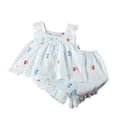 thumbnail image 1 of Girl Two Piece Set Summer thin Comfortable And Breathable Suspender Cartoon Floral Printed Shorts Outfit, 1 of 4