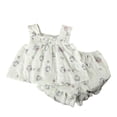thumbnail image 1 of Girl Two Piece Set Summer thin Comfortable And Breathable Suspender Cartoon Floral Printed Shorts Outfit, 1 of 4