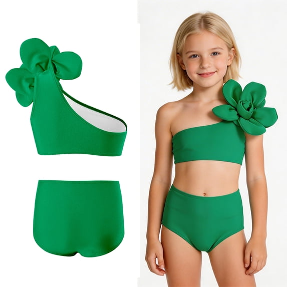 Girl Two Piece Swimsuit Quick Dry Bikini Set with Chest Pad Bathing Suits for Tweens 10-12 Years