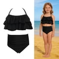 thumbnail image 1 of Girl Two Piece Swimsuits Backless Halter Bathing Suits with Chest Pad Girls Bikini Size 7-8 Years, 1 of 6