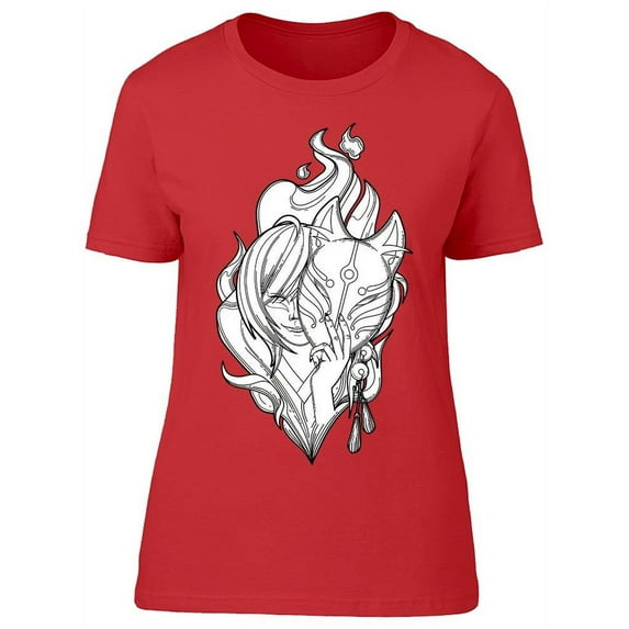 Girl Under Fox Mask T-Shirt Women -Image by Shutterstock, Female x-Large