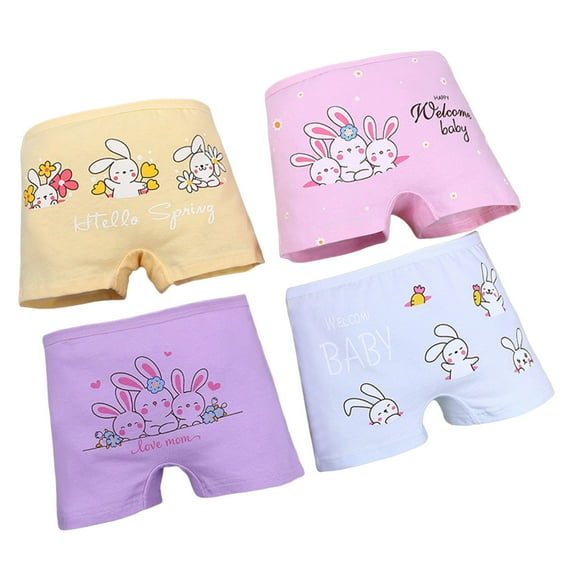 Girl Underwear 4 Pack Toddler Kids Girls Boxer Briefs Rabbit Print Soft Breathable Elastic Waist Underwear Toddler Boxer Briefs Pink 6 Years-8 Years