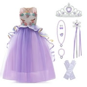 KAWELL Girls' Unicorn Party Princess Dress Rainbow Tulle Long Wedding Gown Birthday Kids Clothes
