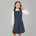 thumbnail image 1 of Girl Uniform Dress Knee Length Sleeveless Navy Uniform Jumper Girls Uniform Shirts 8-9 Years, 1 of 5
