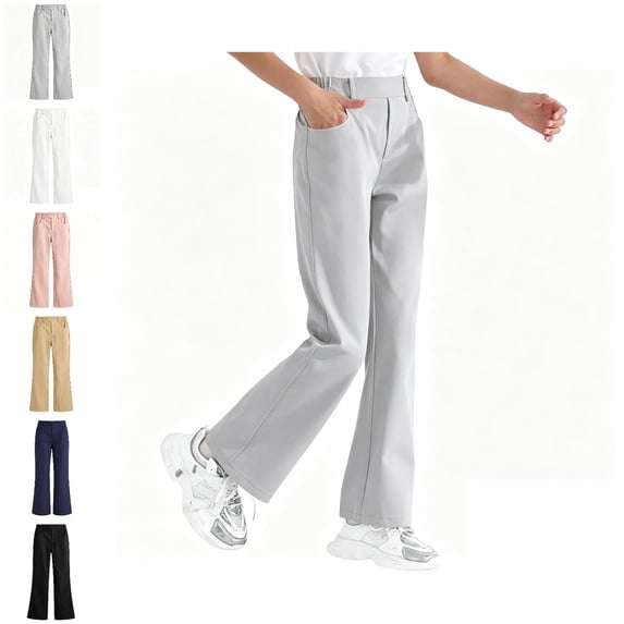 WDDDD Girls' Lightweight Cargo Pants For Girls Loose Wide Leg Harem Style Joggers With Draped Pleats Casual Wear For Kids White 11-12 Years