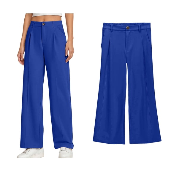 Girl Uniform Pants Skinny Fit Stretch Pants with Pockets Straight Pants Blue Uniform Pants Back To School Clothes for Teen Girls Clothes Size 11-12 Years