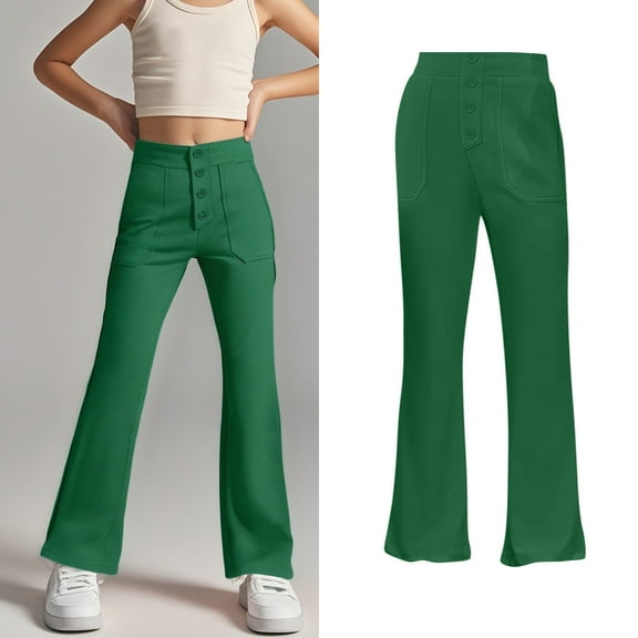Girl Uniform Pants Skinny Fit Stretch Pants with Pockets Straight Pants Green Pants for Girls Uniform Back To School Outfits for TeenGirls Preppy Clothes for Girls 13-14 Years Girls Clothes