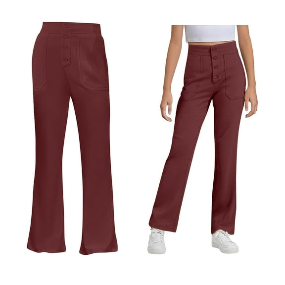 Girl Uniform Pants Skinny Fit Stretch Pants with Pockets Straight Pants Pants for Girls Back To School Outfits for Teen Girls Teen Clothes for Girls 11-12 Years