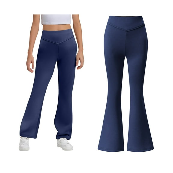 Girl Uniform Pants Skinny Pants Kids Dress Pants with Pockets Flare Leg Pants Girls Navy Uniform Pants Back To School Outfits for Teen Girls Kids Girls Clothes Size 7-8 Years