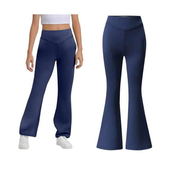 Girl Uniform Pants Skinny Pants Kids Dress Pants with Pockets Flare Leg Pants Girls Navy Uniform Pants Back To School Outfits for Teen Girls Kids Girls Clothes Size 7-8 Years