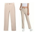 thumbnail image 1 of Girl Uniform Pants Skinny Pants Kids Dress Pants with Pockets Straight Pants Beige School Pants for Girls Back To School Outfits for Teen Girls Teen Clothes for Girls 11-12 Years, 1 of 4