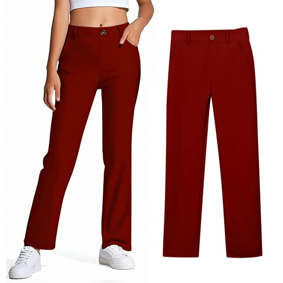 Girl Uniform Pants Skinny Pants Kids Dress Pants with Pockets Straight Pants Boys Uniform Pants Back to School Outfits for Teen Girls Teen Cute Clothes for Girls 13-14 Years