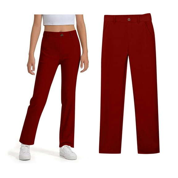 Girl Uniform Pants Skinny Pants Kids Dress Pants with Pockets Straight Pants Pants for Girls Back To School ClothesTween Girl Clothing 14-15 Years