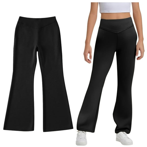 Girl Uniform Pants Skinny Pants Stretch Pants with Pockets Flare Leg Pants Black Pants for Girls Uniform Back to School Clothes Teen Girls Outfits Size 13-14 Years