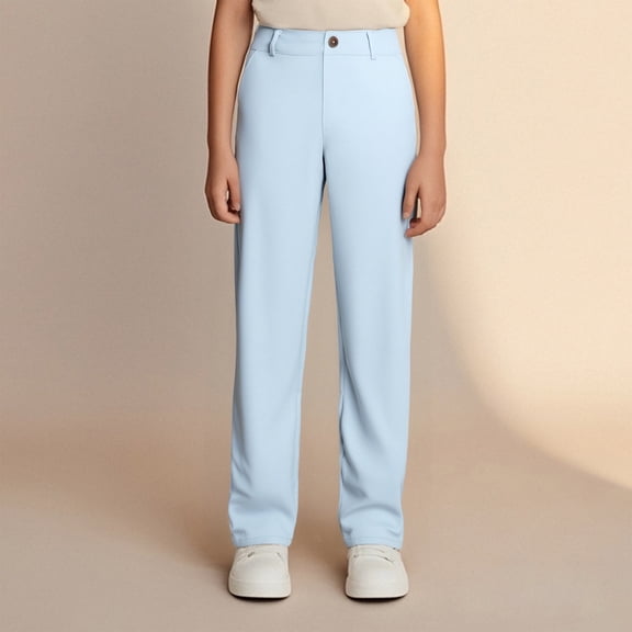 Girl Uniform Pants Skinny Pants Stretch Pants with Pockets Straight Pants Blue Pants Back To School Outfits for Teen Girls Teen Clothes for Girls 11-12 Years