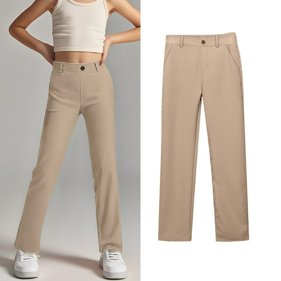 Girl Uniform Pants Skinny Pants Stretch Pants with Pockets Straight Pants Khaki Uniform Pants Back To School Outfits for Girls Cute Clothes for Girls 9-10 Years Girls Clothes