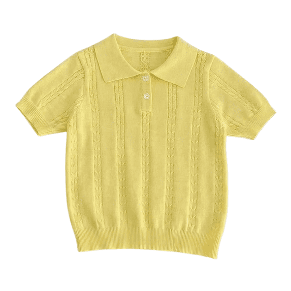 Girl Uniform Shirt Knit Collared Short Sleeve Fit Tops Summer Casual Solid School Tops for Girls