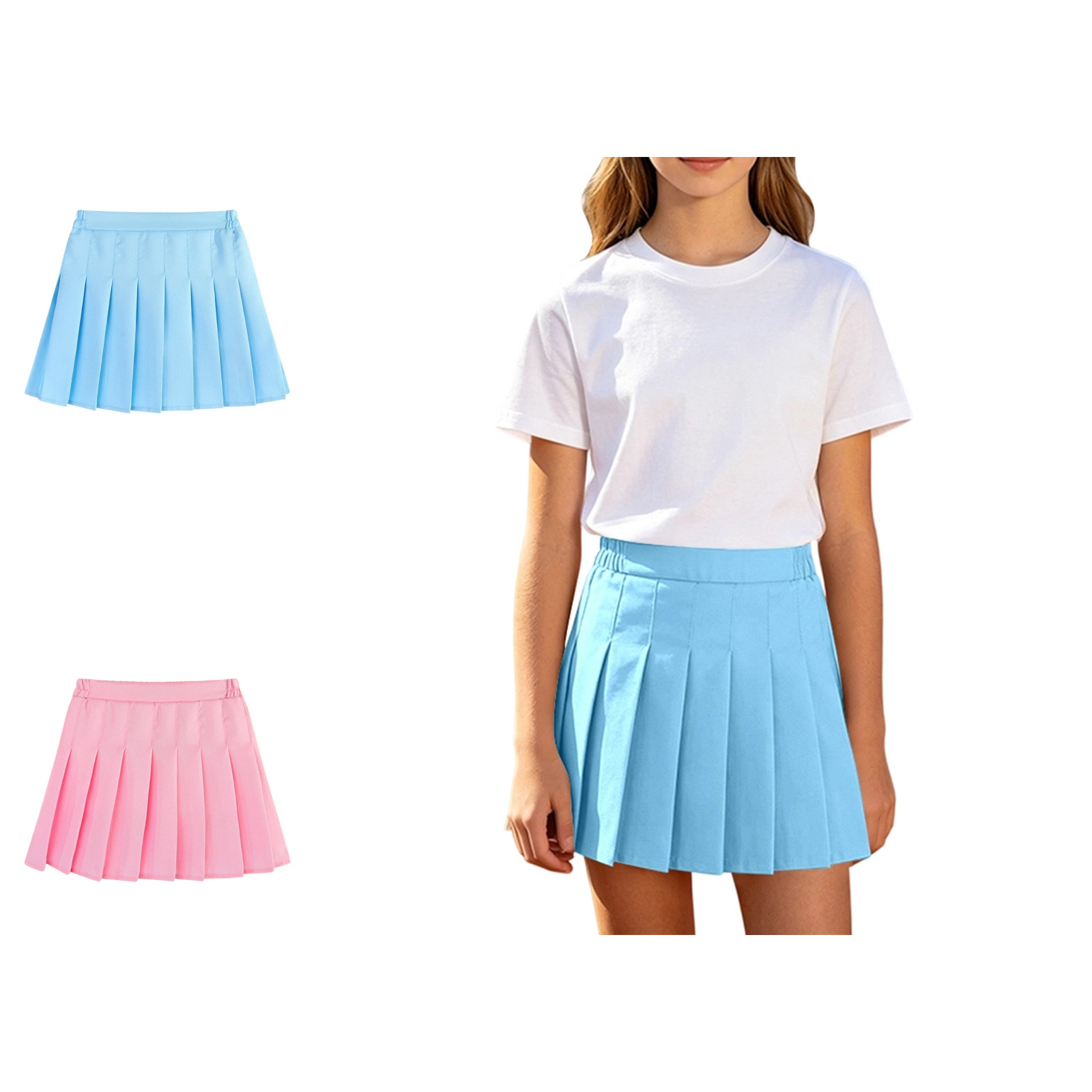 Girl Uniform Skirt A-Line Pleated Skirts with Shorts Back To School Outfits for Girls School Skirt 3-4 Years
