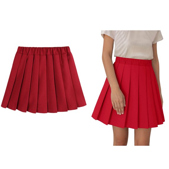 Girl Uniform Skirt Adjustable Waist Pleated Scooter Skirt with Shorts Back To School Outfits for Girls Mini Skirt 3-4 Years