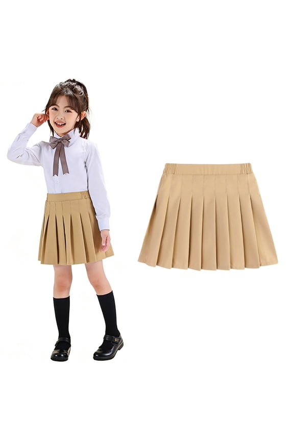 Girl Uniform Skirt Adjustable Waist Pleated Scooter Skirt with Shorts Underneath Back To School Clothes for Girls Pleated Dance Skort 5-6 Years