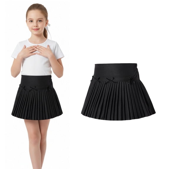 Girl Uniform Skirts A-Line Pleated Skort with Built-in Shorts Back To School Clothes for Kids Girls Pleated Dance Skort 8-9 Years