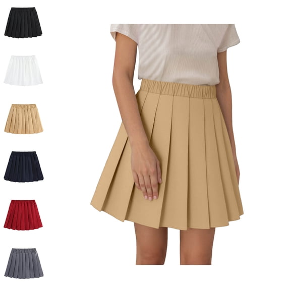 Girl Uniform Skirts A-Line Pleated Skort with Shorts Back To School Clothes for Girls Skater Skirts 9-10 Years