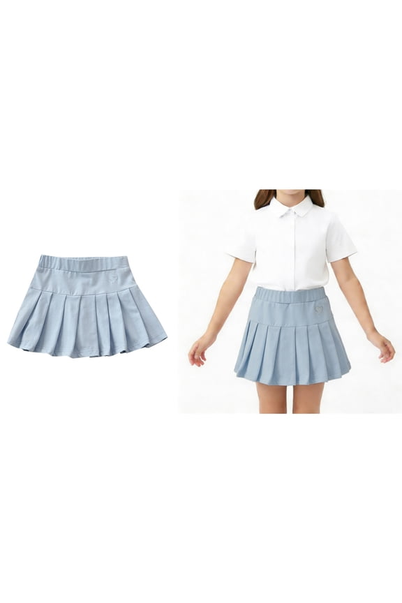 Girl Uniform Skirts High Waisted Pleated Skort with Shorts Back To School Clothes for Kids Girls Uniform Skorts 5-6 Years