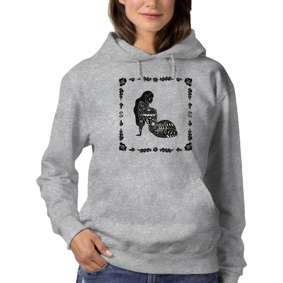 Girl W Floral Tattoos Art Hoodie Women -Image by Shutterstock, Female x-Large