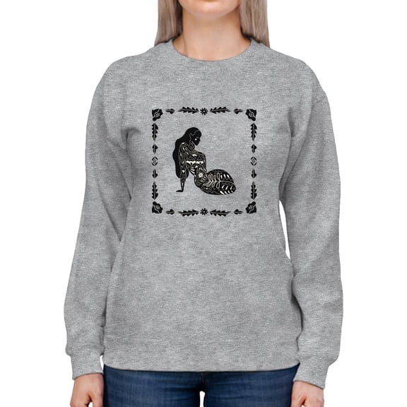 Girl W Floral Tattoos Art Sweatshirt Women -Image by Shutterstock, Female Medium