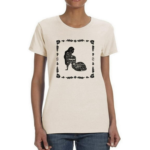 Girl W Floral Tattoos Art T-Shirt Women -Image by Shutterstock, Female Medium