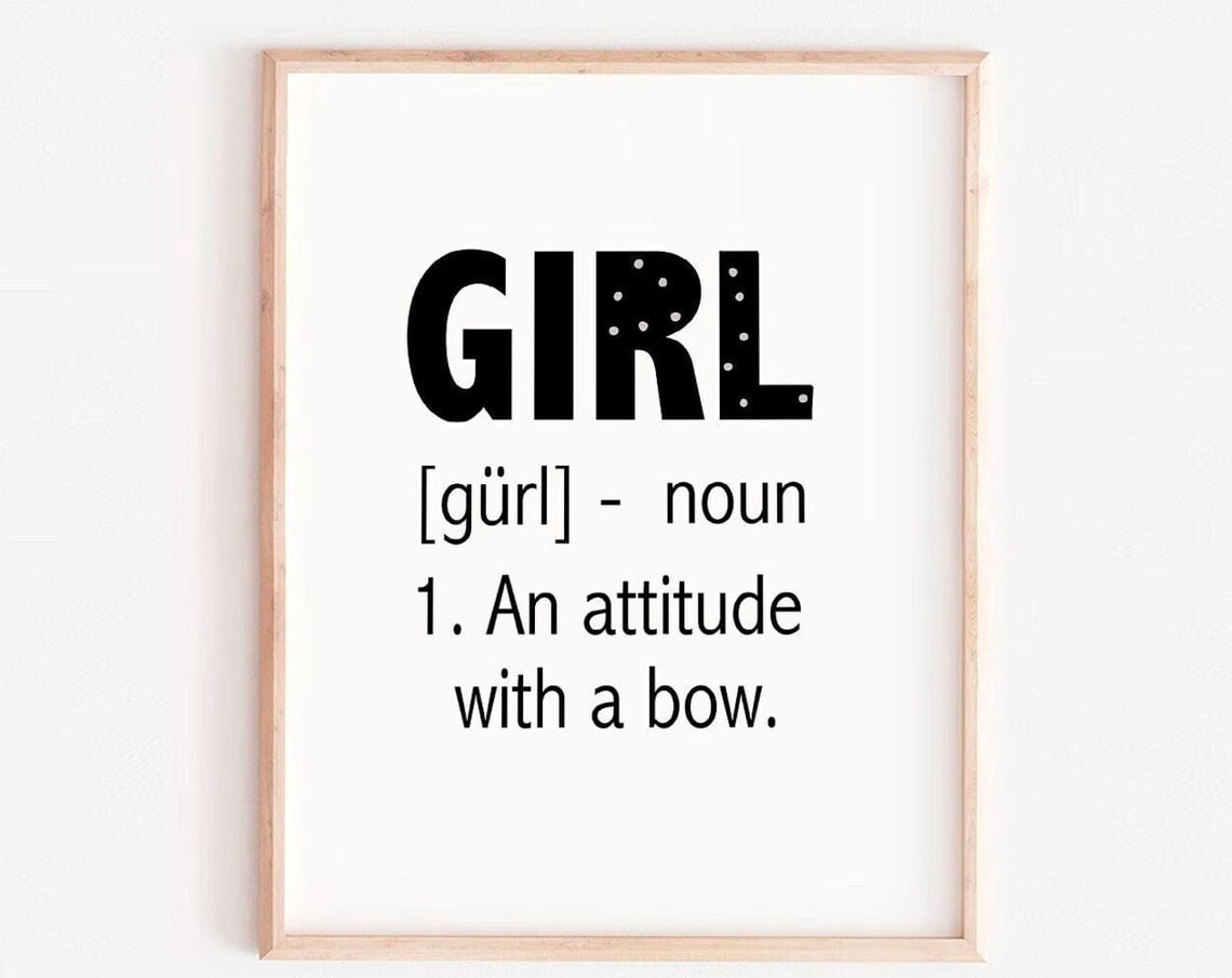 Girl Wall Art, Girl Definition, Baby Girl Nursery, Kids Quote, Baby ...