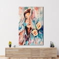 thumbnail image 1 of Girl Wall Decor, Woman Art Canvas, Colorful Canvas, Rose Art Canvas, Abstract Wall Decor, Floral Art Canvas, Flower Art Canvas, Canvas Wall Decor - Natural Framed, 1 of 5