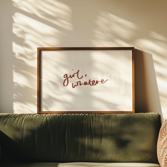 Girl Whatever Wall Print Typography Text Motivational Poster Graphic Room Artwork Unproblematic Vibes