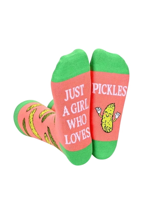 Girl Who Love Pickles Letter Print Socks Middle Calf Funny Pickles Middle Calf Socks for Christmas Birthday Gift
